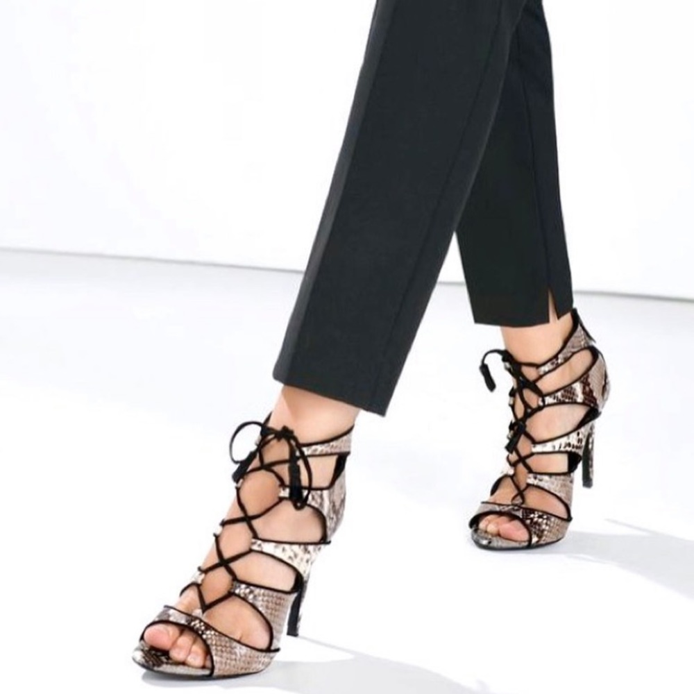 Zara snakeskin leather sandals